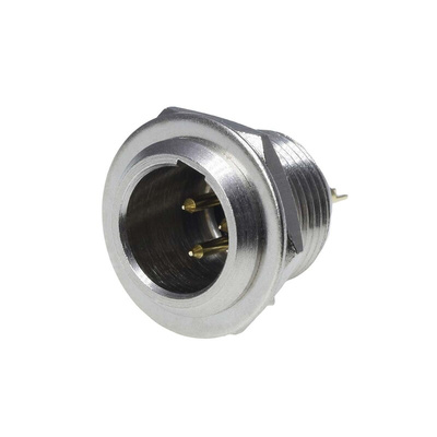 RS PRO Panel Mount XLR Connector, Male, 50 V, 3 Way, Gold Plating