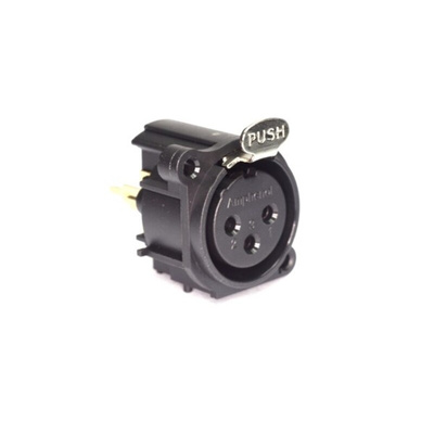 Amphenol Audio Chassis Mount XLR Connector, Vertical, Female, IP40, 133 V, 3 Way, Gold over Nickel Plating