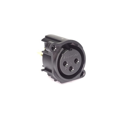 Amphenol Audio Chassis Mount XLR Connector, Vertical, Female, IP40, 133 V, 3 Way, Gold over Nickel Plating