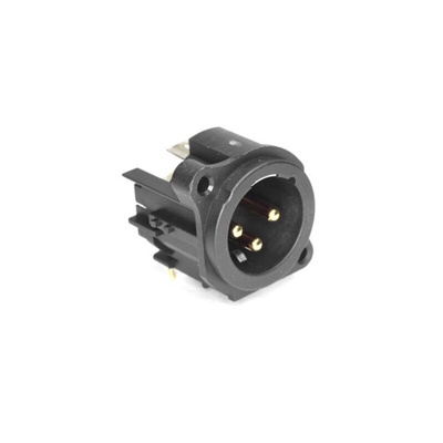 Amphenol Audio Chassis Mount XLR Connector, Horizontal, Male, IP40, 133 V, 3 Way, Gold over Nickel Plating