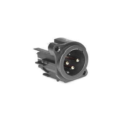 Amphenol Audio Chassis Mount XLR Connector, Vertical, Male, IP40, 133 V, 3 Way, Gold Plating