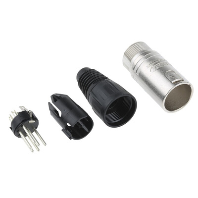 Neutrik Cable Mount XLR Connector, Male, 50 V, 6 Way, Silver over Nickel Plating