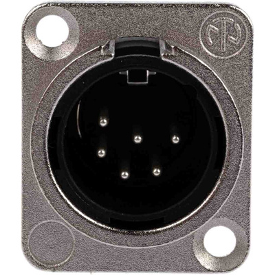 Neutrik Panel Mount XLR Connector, Male, 50 V, 6 Way, Silver over Nickel Plating