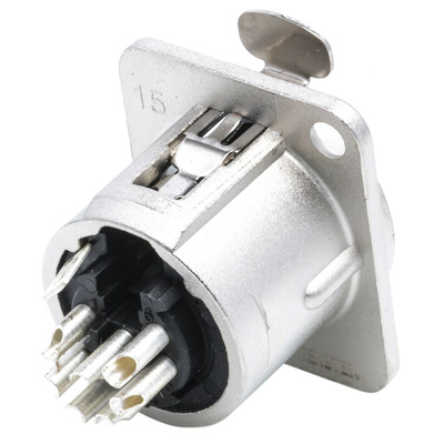 Neutrik Panel Mount XLR Connector, Female, 50 V, 7 Way, Silver over Nickel Plating