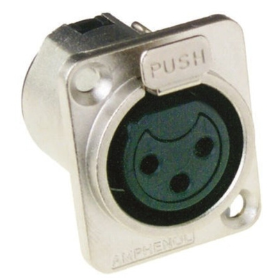 Amphenol Panel Mount XLR Connector, Female, 3 Way, Tin Plating