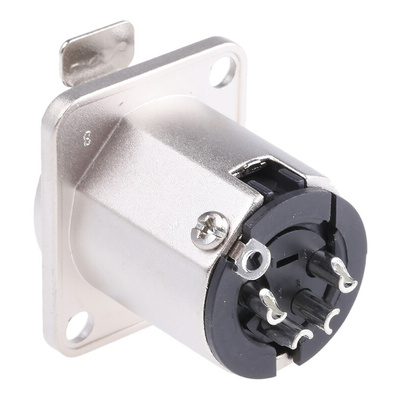 Amphenol Panel Mount XLR Connector, Female, 4 Way, Silver Plating