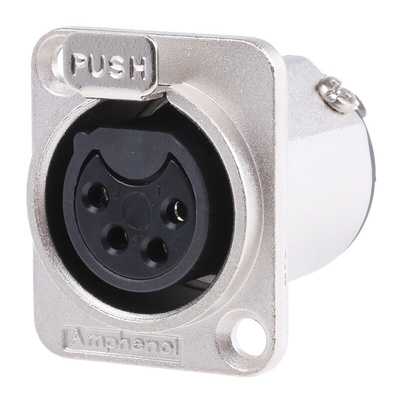 Amphenol Panel Mount XLR Connector, Female, 4 Way, Silver Plating