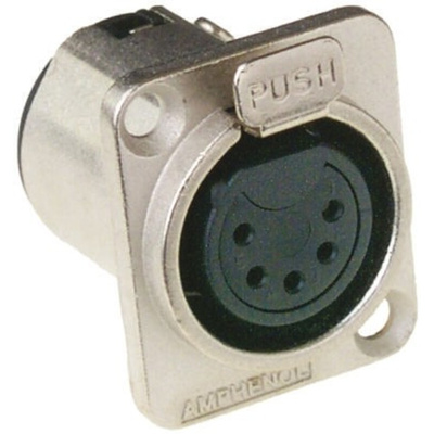Amphenol Panel Mount XLR Connector, Female, 5 Way, Tin Plating