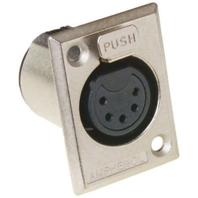 Amphenol Panel Mount XLR Connector, Female, 5 Way, Tin Plating