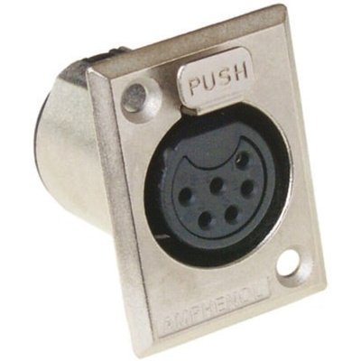 Amphenol PCD US Panel Mount XLR Connector, Female, 6 Way, Silver Plating