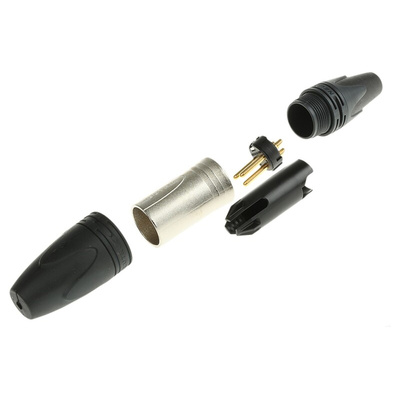 Neutrik Cable Mount XLR Connector, Male, 50 V, 3 Way, Gold Alloy over Nickel Plating