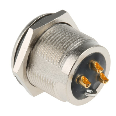 Neutrik Panel Mount XLR Connector, Male, 50 V ac, 3 Way, Gold over Nickel Plating
