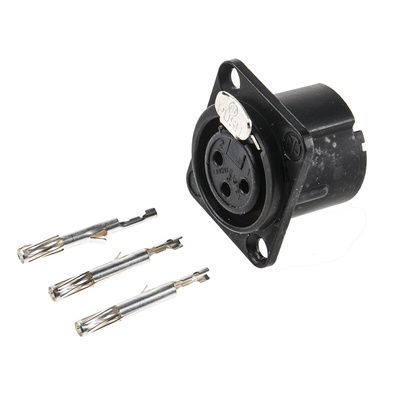 Neutrik Panel Mount XLR Connector, Female, 50 V, 3 Way, Silver over Nickel Plating