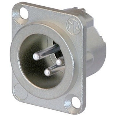 Neutrik Cable Mount XLR Connector, Male, 50 V, 3 Way, Silver over Nickel Plating