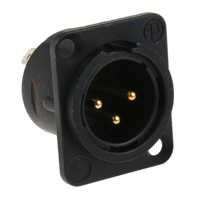 Neutrik Panel Mount XLR Connector, Male, 50 V, 3 Way, Gold over Nickel Plating