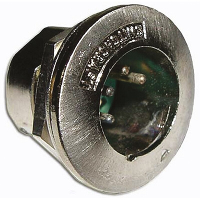 Switchcraft Panel Mount XLR Connector, Male, 500 V ac, 4 Way, Silver Plating