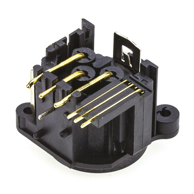 Amphenol Through Hole XLR Connector, Right Angle, Male, 133 V, 3 Way, Gold over Nickel Plating