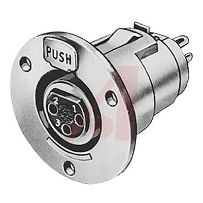 Switchcraft Panel Mount XLR Connector, Female, 125 V ac, 3 Way, Silver Plating