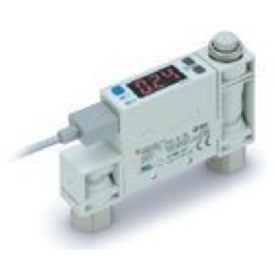 Air flow switch with display 0.2-10 l/min C6 port PNP output + 1-5v analogue with lead
