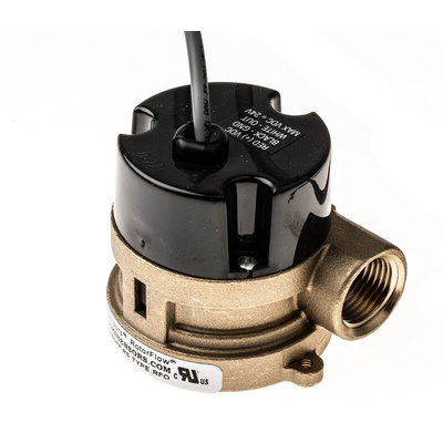 Gems Sensors RFO Series RotorFlow Electronic Flow Sensor for Liquid, 15 L/min Min, 75 L/min Max