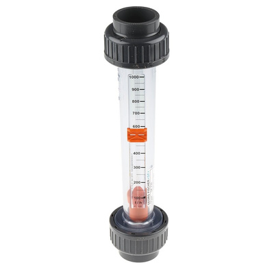 Georg Fischer Short Version Series Variable Area Flow Meter for Liquid, 100 L/h Min, 1000 L/h Max