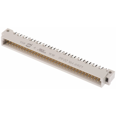 Harting 64 Way 2.54mm Pitch, Type B Class C2, 2 Row, Right Angle DIN 41612 Connector, Plug