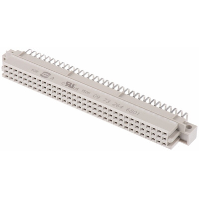 Harting 64 Way 2.54mm Pitch, Type R Class C2, 3 Row, Right Angle DIN 41612 Connector, Socket