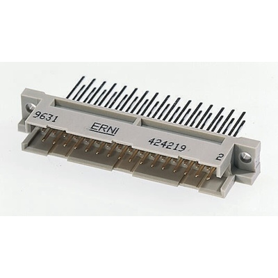 ERNI 48 Way 2.54mm Pitch, Type R/2 Class C2, 3 Row, Right Angle DIN 41612 Connector, Socket