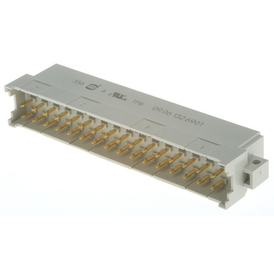 HARTING 32 Way 5.08mm Pitch, Type F Class C2, 2 Row, Right Angle DIN 41612 Connector, Plug