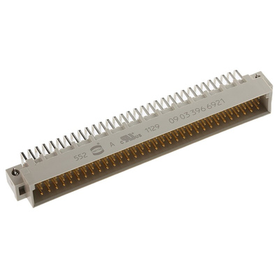 Harting 96 Way 2.54mm Pitch, Type C Class C2, 3 Row, Right Angle DIN 41612 Connector, Plug