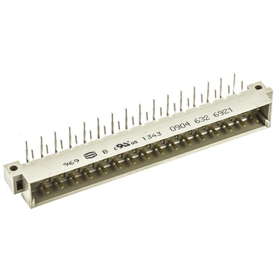 Harting 32 Way 5.08mm Pitch, Type D Class C2, 2 Row, Right Angle DIN 41612 Connector, Plug