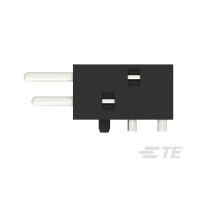 TE Connectivity, ICCON 6mm Pitch Power Backplane Power Connector, PIN, Right Angle, 1 Column, 1 Row, 2 Way, 2367