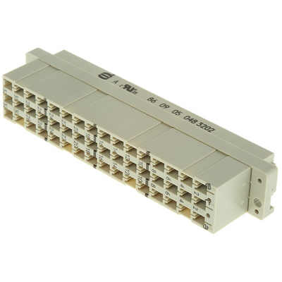 Harting 09 05 48 Way 5.08mm Pitch, Type E, 3 Row, Straight DIN 41612 Connector, Socket