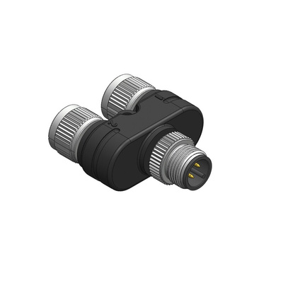 RS PRO 4 Pole M12 Plug to 3 Pole M12 Socket Adapter