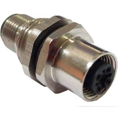 RS PRO 5 Pole M12 Plug to 5 Pole M12 Socket Adapter