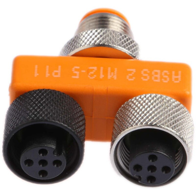 Lumberg Automation Tee 5 Pole M12 Socket to 5 Pole Plug Adapter