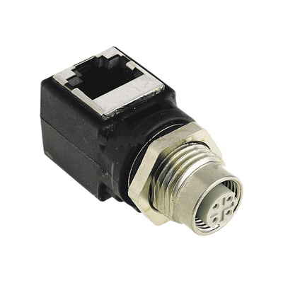 Harting Right Angle 4 Pole M12 Socket to 8 Pole RJ45 Socket Adapter
