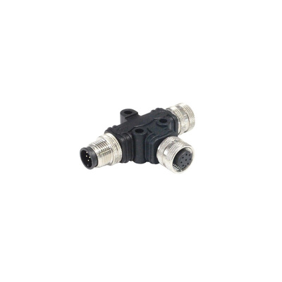 Bulgin Tee Female Pole M12 Socket to 8 Pole M12 Plug Adapter