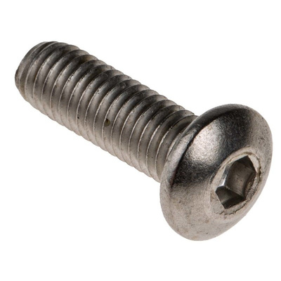 RS PRO M5 x 16mm Hex Socket Button Screw Plain Stainless Steel