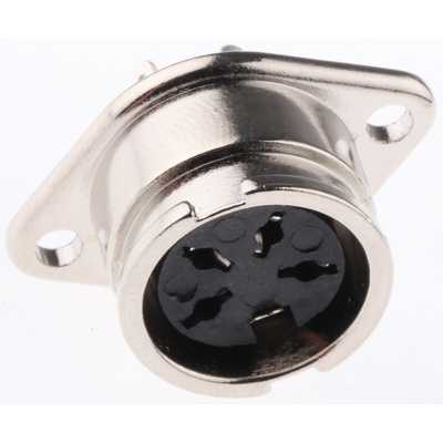 RS PRO 4 Pole Din Socket, 1 → 4A, 100 V ac, Bayonet, Female, Chassis Mount
