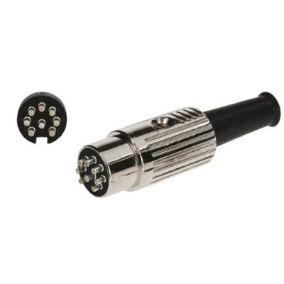 RS PRO 8 Pole Din Plug, 1A, 100 V ac, Male, Cable Mount