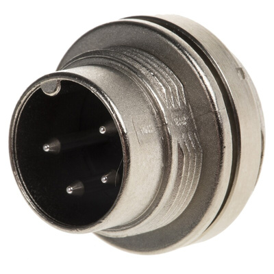 Binder 4 Pole Miniature Din Plug, 6A, 250 V, Male, Panel Mount
