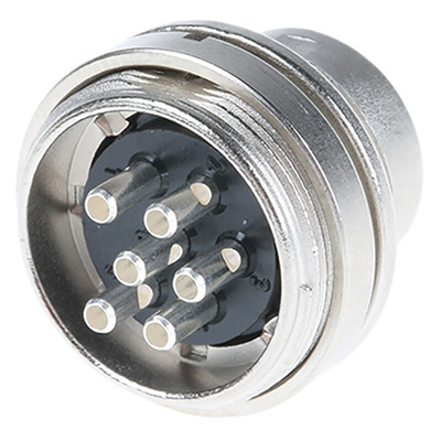 binder 6 Pole Miniature Din Plug, 5A, 250 V, Male, Panel Mount