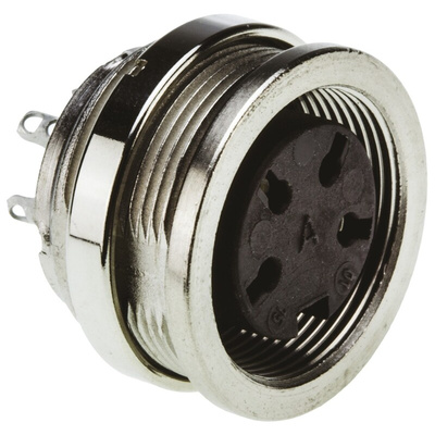Amphenol C 091 D Series, 4 Pole Din Socket Socket, 5A, 300 V ac/dc IP67, Screw On