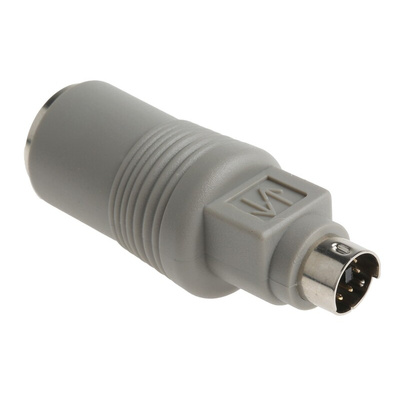 RS PRO 49.5mm Male 6 Pin Mini DIN to Female 5 Pin DIN Grey KVM Mixed Cable Assembly