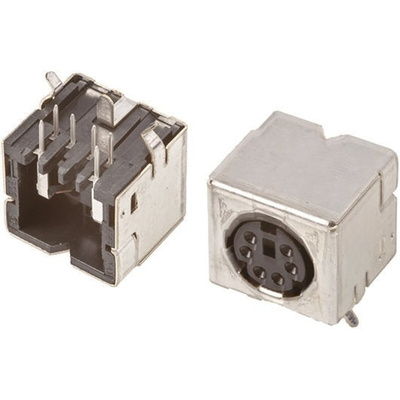 TE Connectivity 6 Pole Right Angle Din Socket, 1A, 30 V ac, Female, Through Hole