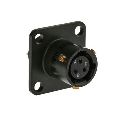 Amphenol Limited, 62GB 3 Way Box Mount MIL Spec Circular Connector Receptacle, Socket Contacts,Shell Size 8, Bayonet