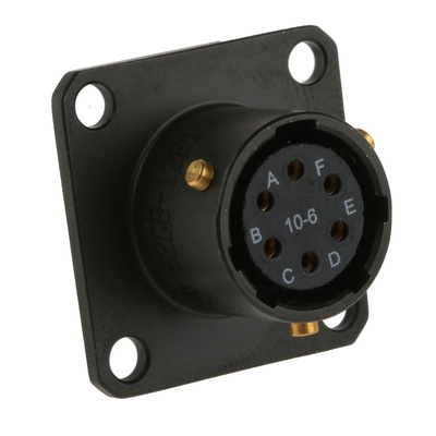 Amphenol Limited, 62GB 6 Way Box Mount MIL Spec Circular Connector Receptacle, Socket Contacts,Shell Size 10, Bayonet