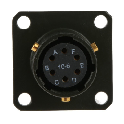 Amphenol Limited, 62GB 6 Way Box Mount MIL Spec Circular Connector Receptacle, Socket Contacts,Shell Size 10, Bayonet