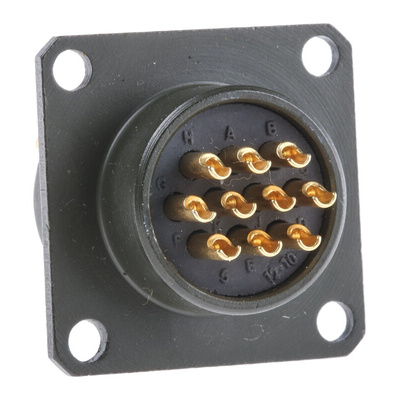 Amphenol Limited, 62GB 10 Way Box Mount MIL Spec Circular Connector Receptacle, Socket Contacts,Shell Size 12, Bayonet